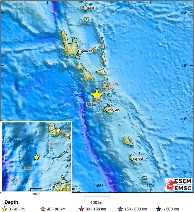 #Earthquake (#séisme) M6.4 occurred 79 km NW of #Port-Vila (#Vanuatu) 7 min ago (local time 09:23:18)